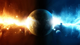 Space scene planet star background 4 - a planet and a star in the background free wallpaper