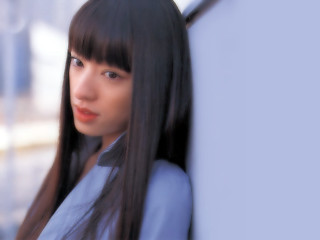 Woman black hair blue white - long black hair free wallpaper