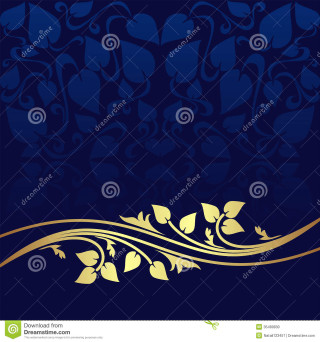 Blue gold background floral design - art nouveau free wallpaper for tablet
