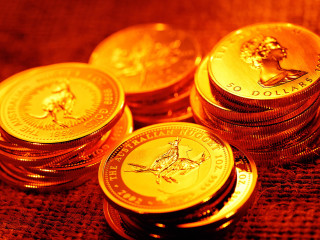 Gold coins table cellphone coffee - a pile free wallpaper