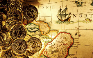 Map coins pirate ship background - a map free wallpaper for desktop