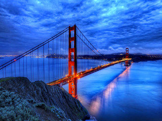 Golden gate bridge night sky - a long exposure free wallpaper