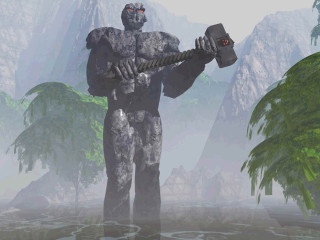 Man holding hammer rock forest - bedwyr williams free wallpaper