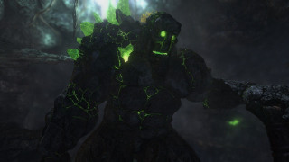 Man glowing green eyes cave - dark soul free wallpaper