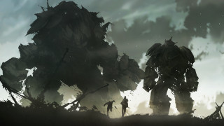 Group people giant tree field - art greg rutkowski free wallpaper