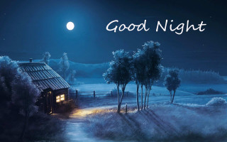 Cabin woods night good night - the word good night free wallpaper