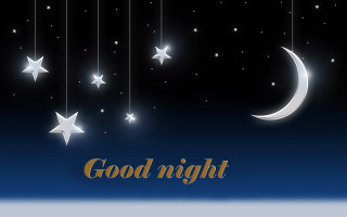 Night scene stars crescent strings 2 - the word good night free wallpaper