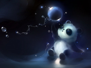 Panda floating bubbles neck eyes - a panda bear free wallpaper