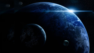 Blue planet two smaller planets 2 - two smaller planet free wallpaper