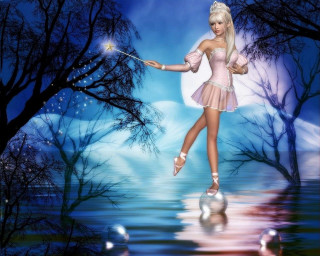 Fairy girl lake autumn fireworks - fantasy magic free wallpaper