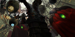 Strange creature green eyes clock - a red suit free wallpaper