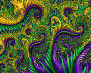 Psychedelic fractal flower green yellow - a blue center free wallpaper