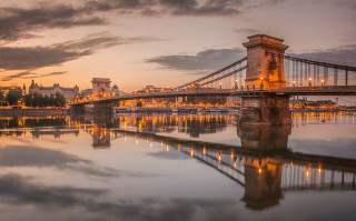 Bridge river city sunset dawn 4 - danube school free wallpaper for desktop