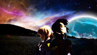Anime characters stargazing planet background - the star free wallpaper for desktop