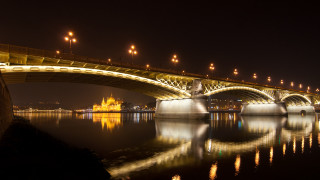 Bridge river lights night reflection - behance hd free wallpaper