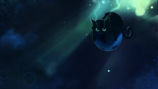 Black cat glowing eyes sky - eye free wallpaper for desktop