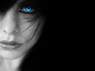 Woman blue eyes black background 2 - the image free wallpaper for desktop