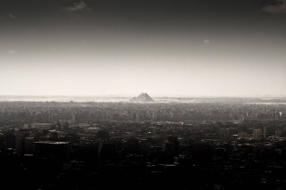 City mountain black and white - photo of a city free wallpaper
