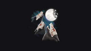 Wolves moonlight full moon sky - two wolf free wallpaper