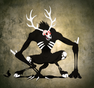 Demon horns knife drawing art - a knife free wallpaper for tablet