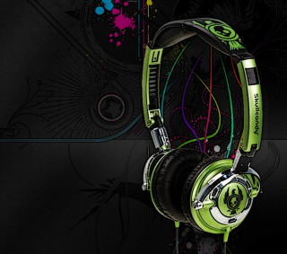 Headphones green design black background - behance hd free wallpaper for tablet