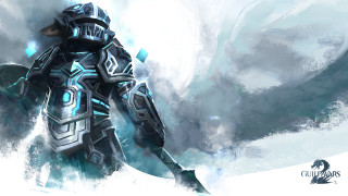 Futuristic man snow sword helmet - his hand and a helmet free wallpaper
