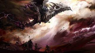 Dragon flying cloudy sky man 2 - a dragon free wallpaper for desktop