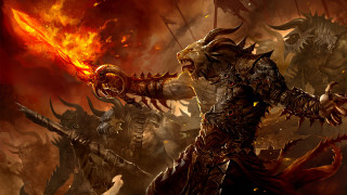 Demonic demon sword fire sky - chris rahn free wallpaper