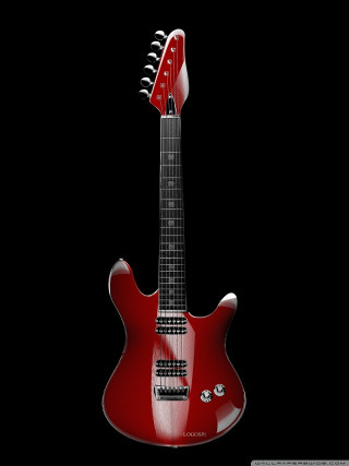 Red guitar black background photorealism - ella guru free wallpaper for mobile