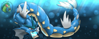 Blue yellow pokemon floating water - back leg free wallpaper
