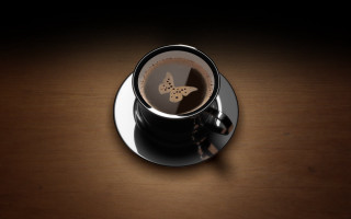 Coffee butterfly cup saucer wooden - a saucer free wallpaper