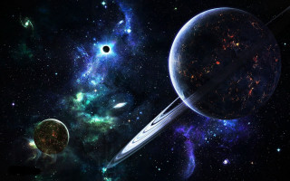 Space planetary sky stars blackhole - a group of planets free wallpaper