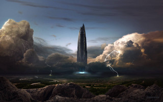 Tall tower lightning clouds sky - cedric peyravernay free wallpaper