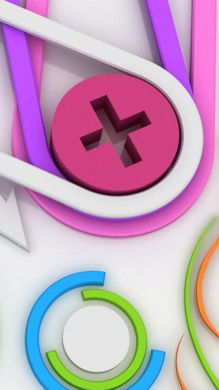 Colorful objects white background circle - geometric abstract art free wallpaper for mobile