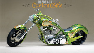 Custom motorcycle green gold razor - airbrush free wallpaper
