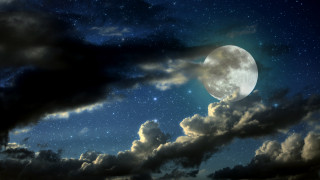 Full moon clouds stars night 3 - the night sky free wallpaper