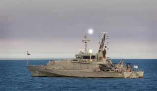 Large boat floating water flag - anamorphic free wallpaper