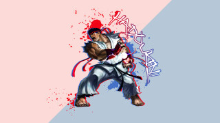 Karate man red hat blue - a splash of paint free wallpaper