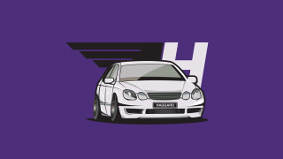 White car purple background white - the front of its free wallpaper for desktop