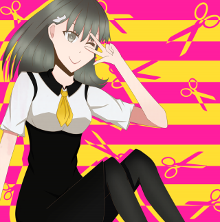 Woman black dress yellow tie - orphism free wallpaper for tablet