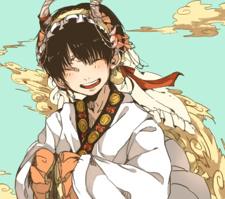 Woman flower redscarf bluesky cheerful - a flower free wallpaper for tablet