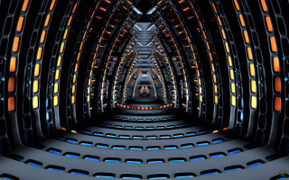 Large room long corridor lights - beeple free wallpaper