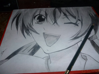 Girl tie drawing pencil pen - her other hand free wallpaper