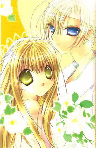 Anime couple green eyes long 2 - a flower free wallpaper for mobile