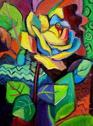 Yellow rose vase flowers tablecloth - fauvism free wallpaper for mobile