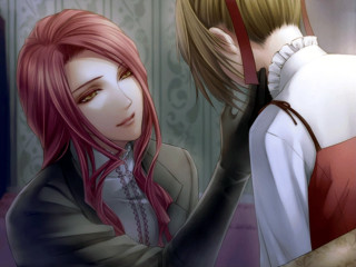 Anime couple red hair mirror - a mirror free wallpaper for desktop