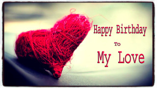 Red heart string happy birthday - the word happy birthday free wallpaper