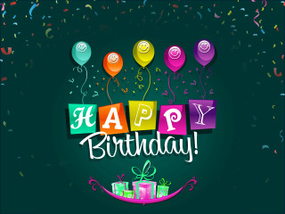 Birthday card balloons presents green - a birthday card free wallpaper for desktop