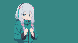 Girl headphones microphone listening music - minimalist free wallpaper