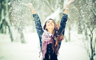 Woman throwing snow air snowy - the air free wallpaper